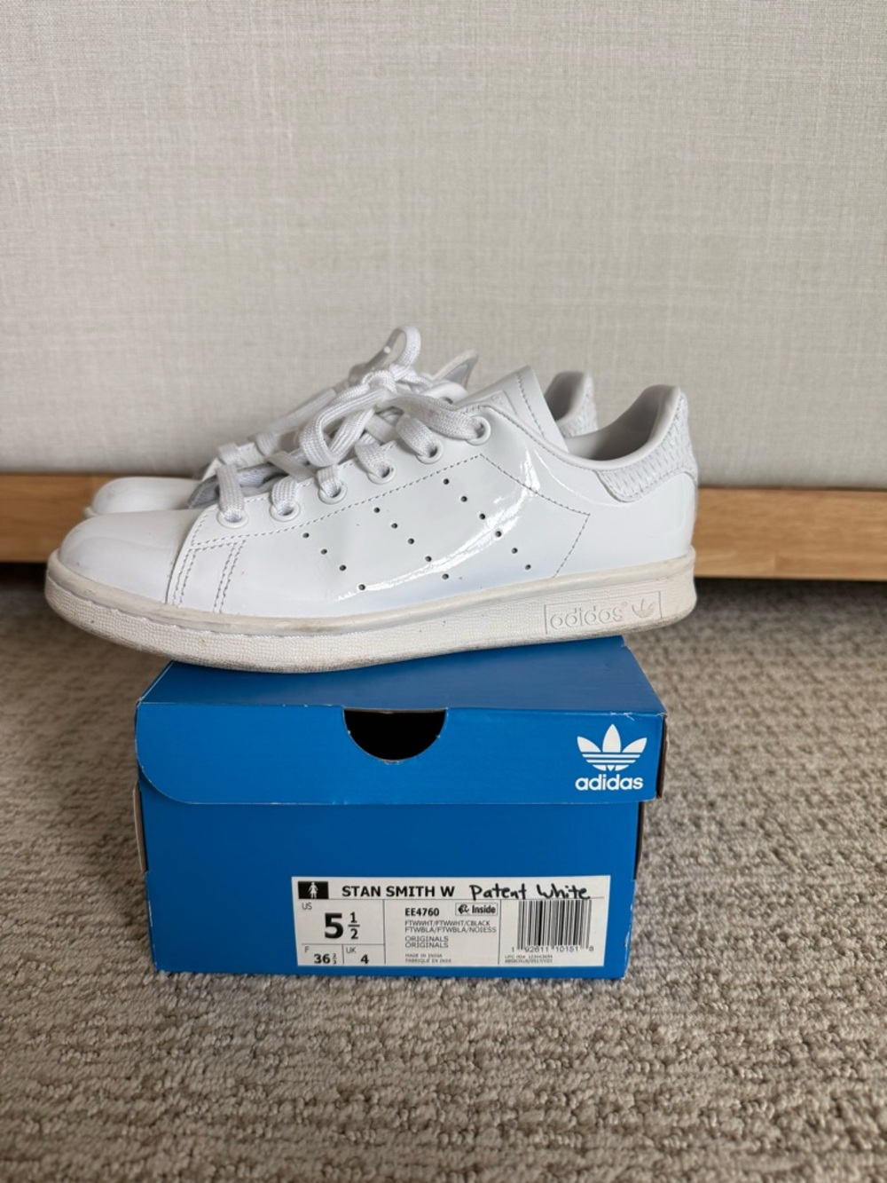 adidas Stan Smith Patent White Sneakers